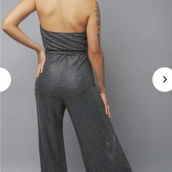 Flying Tomato Black and Multi-Color Sequin Jumpsuit with Flattering Belt - Picture 3 of 7